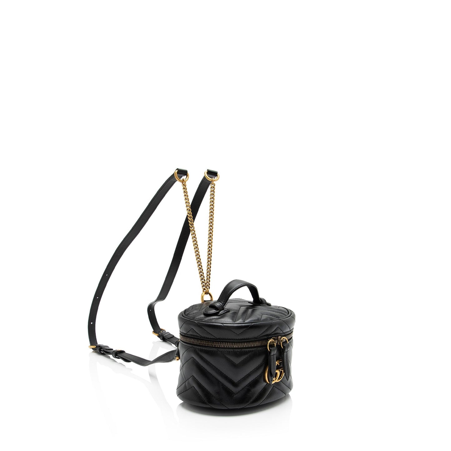 Gucci Matelasse Leather GG Marmont Round Mini Backpack (SHF-tbmiZF)