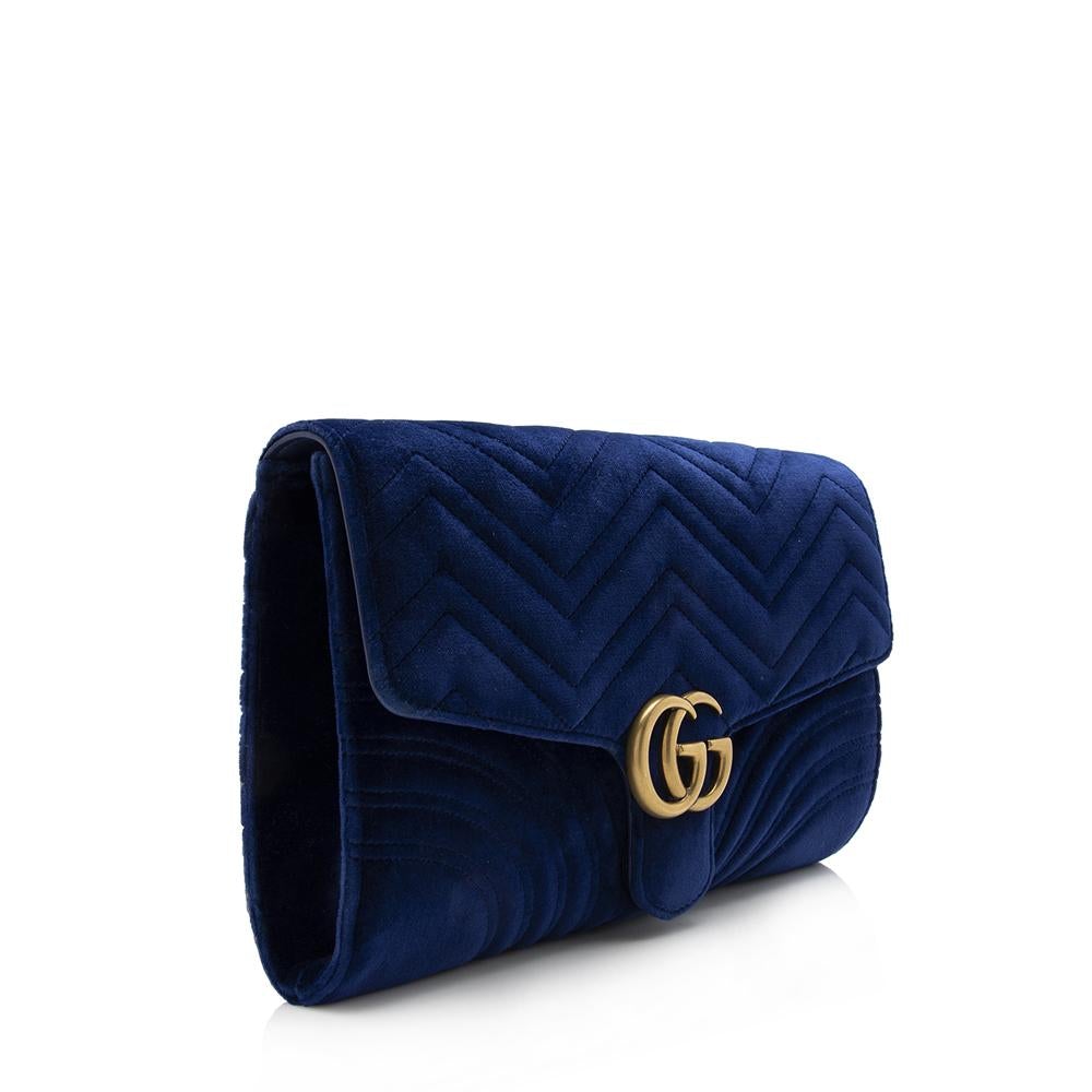 G*G Matelasse Velvet GG Marmont Clutch (SHF-14490)
