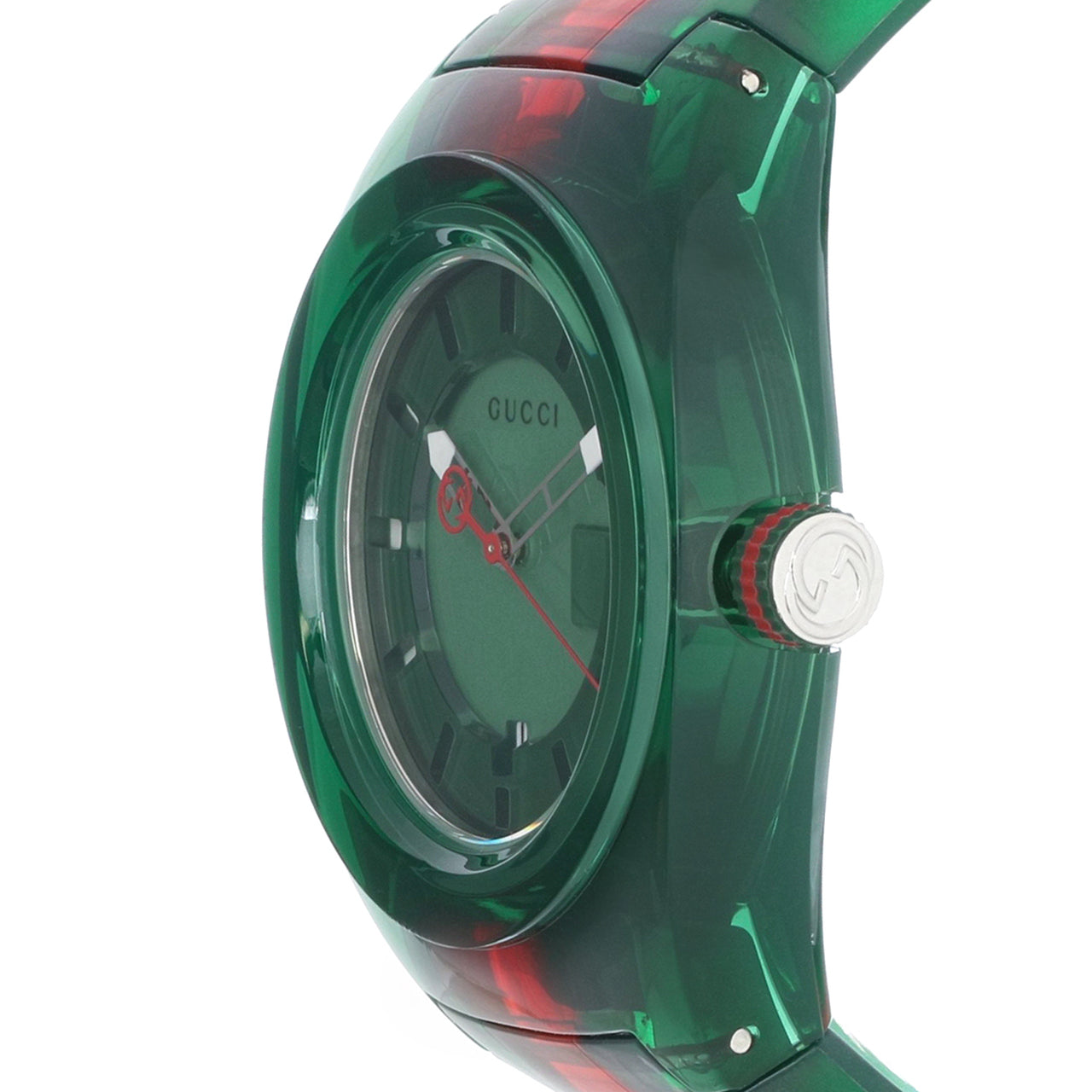Gucci Sync XXL Green Dial Green and Red Rubber Strap Watch