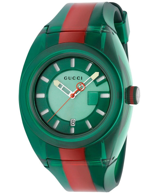 Gucci Sync XXL Green Dial Green and Red Rubber Strap Watch