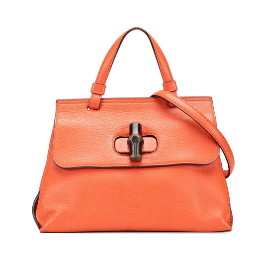 Gucci Small Leather Bamboo Daily Satchel