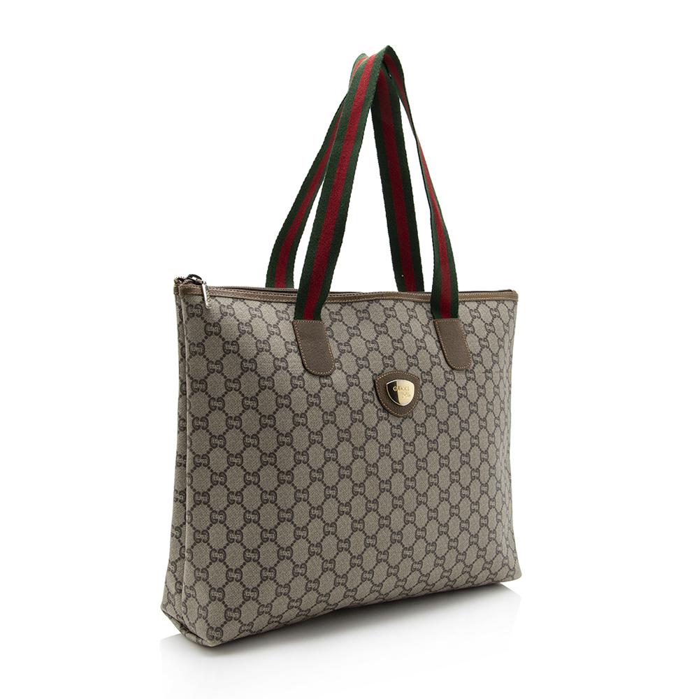 Gucci Vintage GG Supreme Plus Web Tote (SHF-13824)