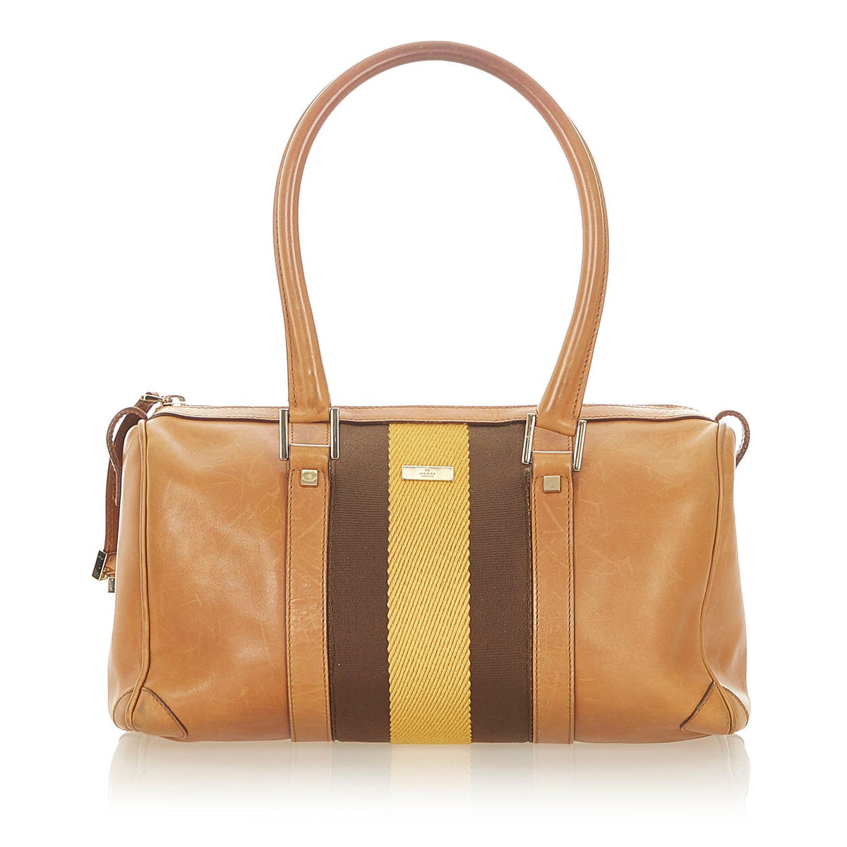 G*G Web Leather Boston Bag (SHG-19135)