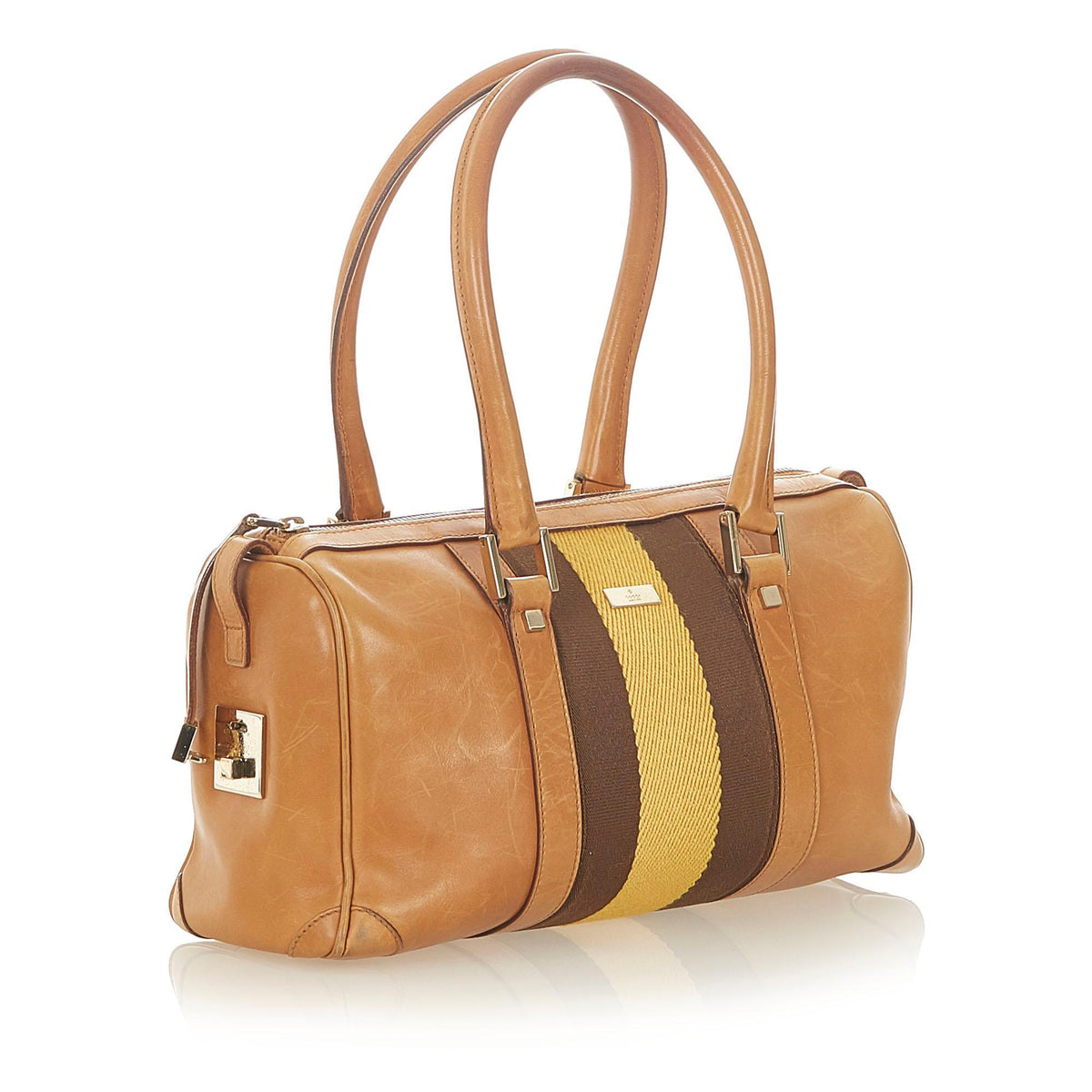 G*G Web Leather Boston Bag (SHG-19135)