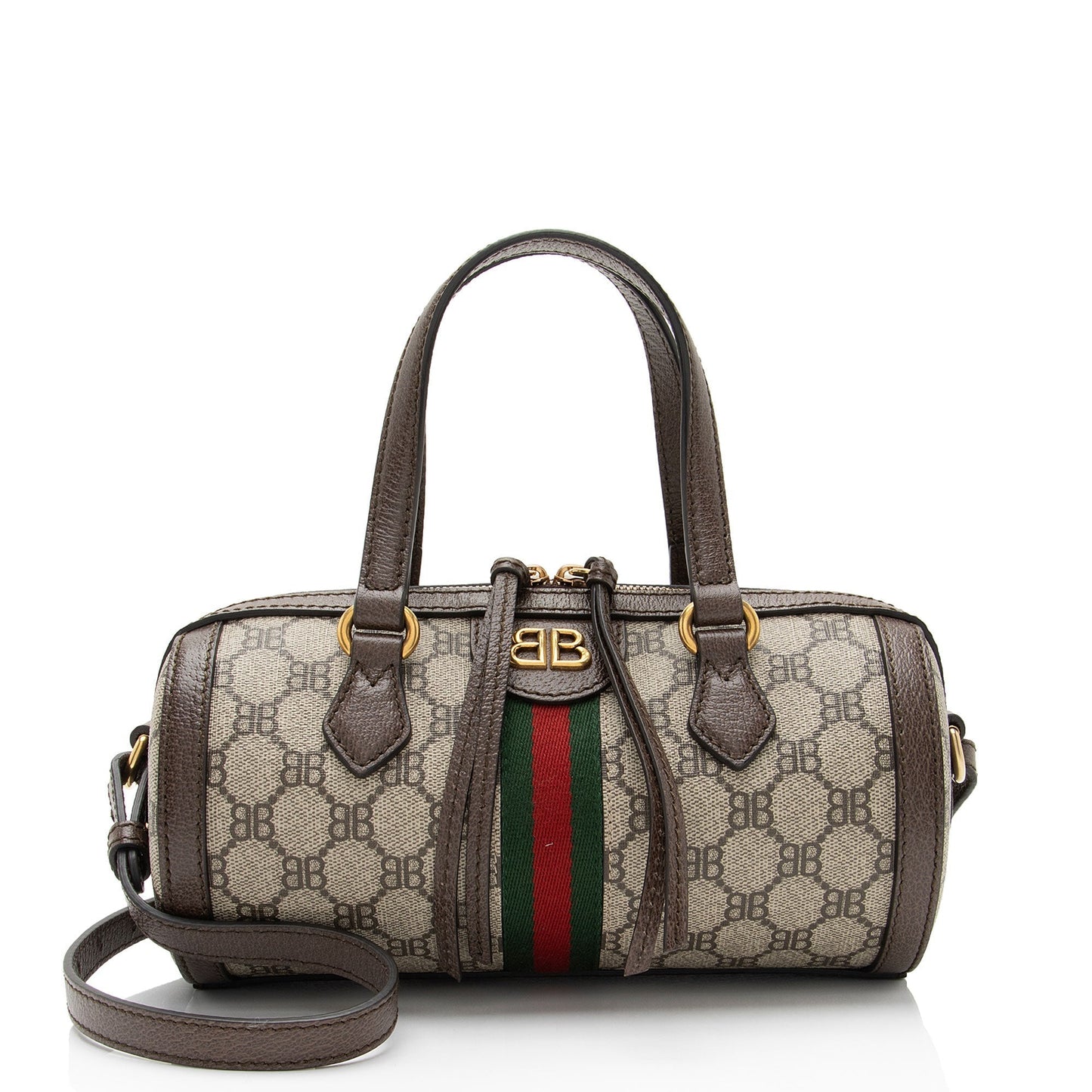 Gucci x Luxury Balenciaga  BB Supreme Monogram Web Ophidia Boston Bag (SHF-XYpX9x)