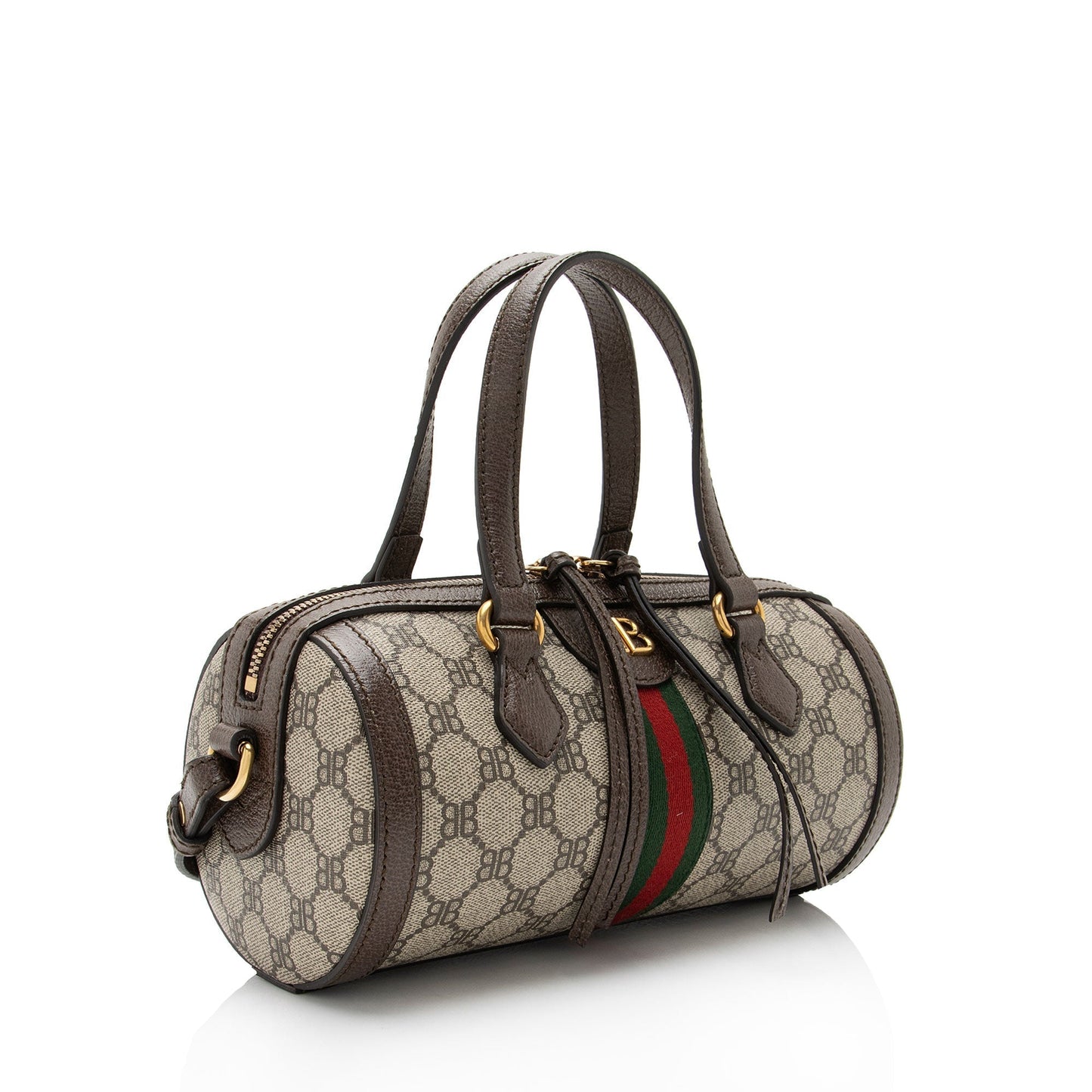 Gucci x Luxury Balenciaga  BB Supreme Monogram Web Ophidia Boston Bag (SHF-XYpX9x)