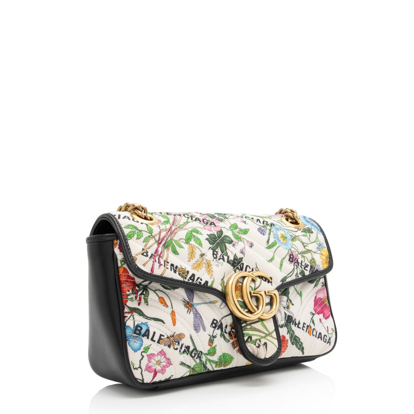 Gucci x Luxury Balenciaga  Canvas Flora GG Marmont The Hacker Project Small Flap Shoulder Bag (SHF-nCZEe5)