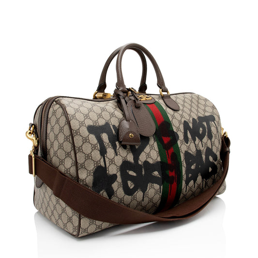 Gucci x Luxury Balenciaga  GG Supreme The Hacker Project Graffiti Duffle Bag (SHF-qGpKTv)