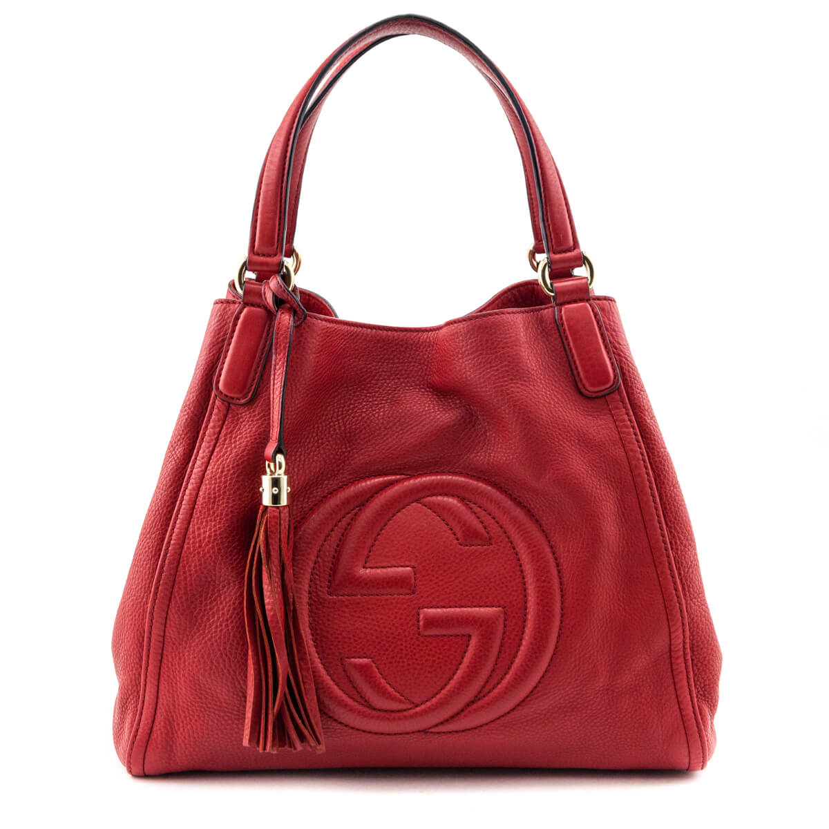 Gucci Red Grained Calfskin Medium Soho Tote