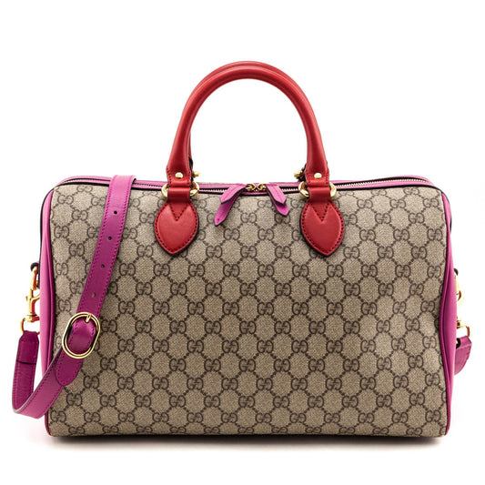 Gucci Red & Pink Supreme Boston Bag