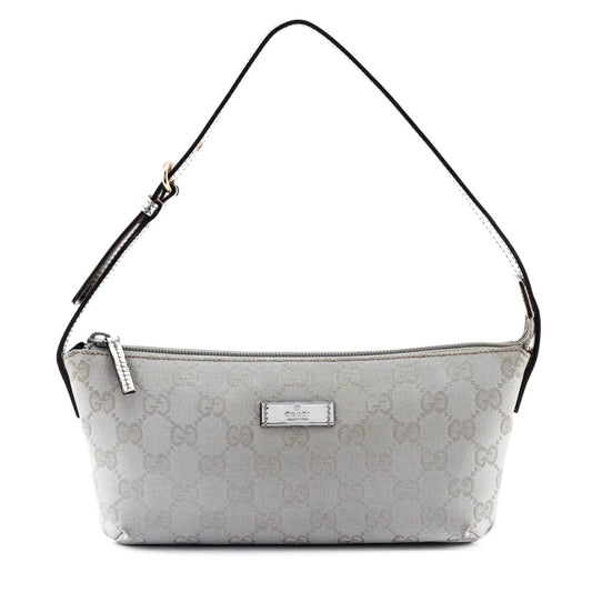 Gucci Silver Monogram Canvas Boat Pochette
