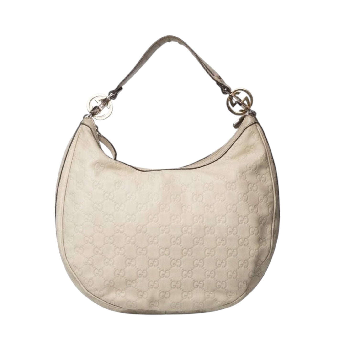 Gucci Beige Guccissima Leather GG Twins Medium Hobo Bag