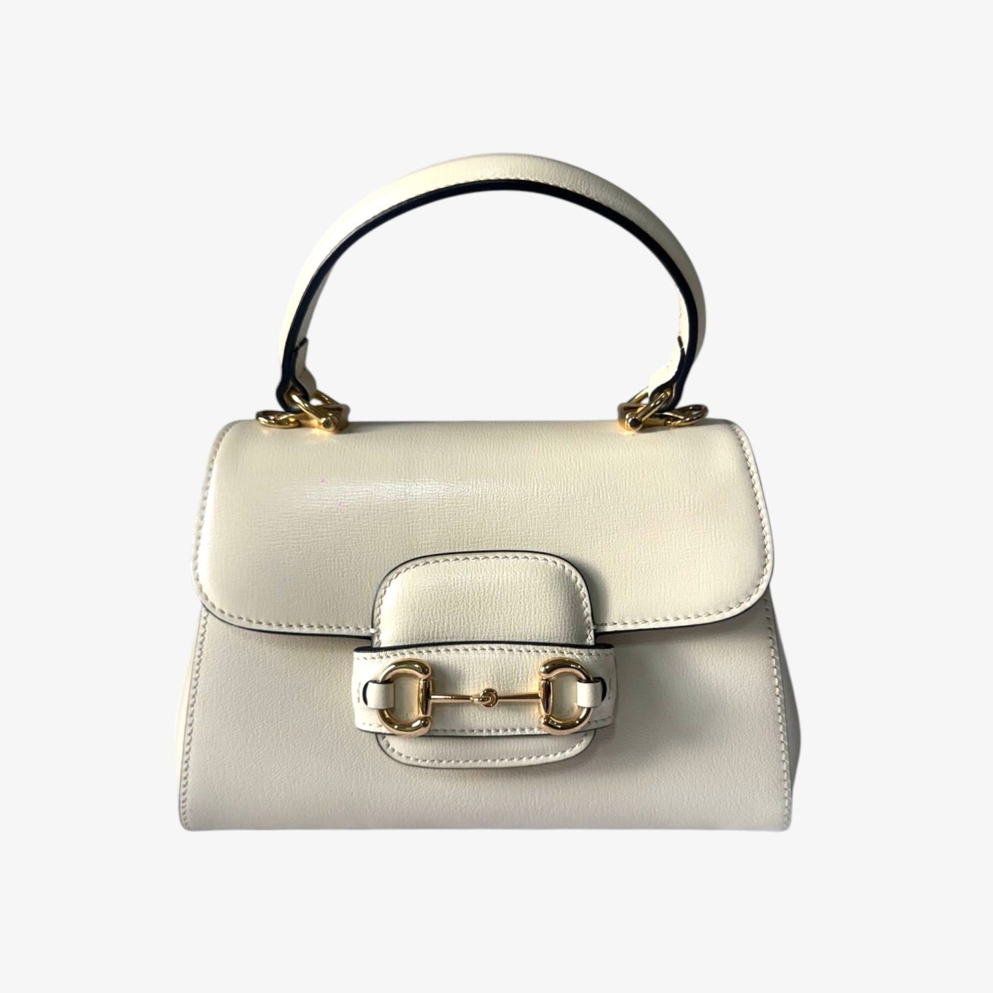Gucci Horsebit 1955 Mini Top Handle Bag in White Leather