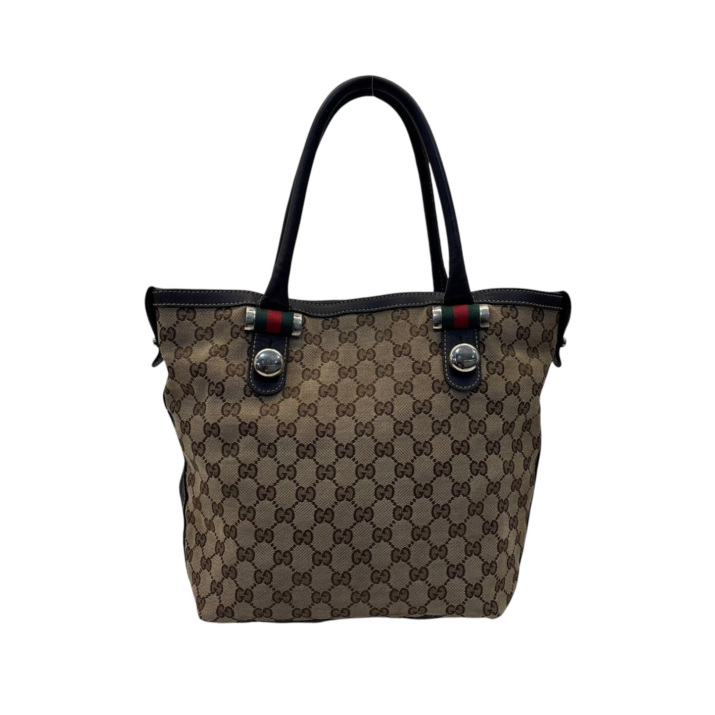 Gucci Tote Bag Canvas Leather Sherry Line