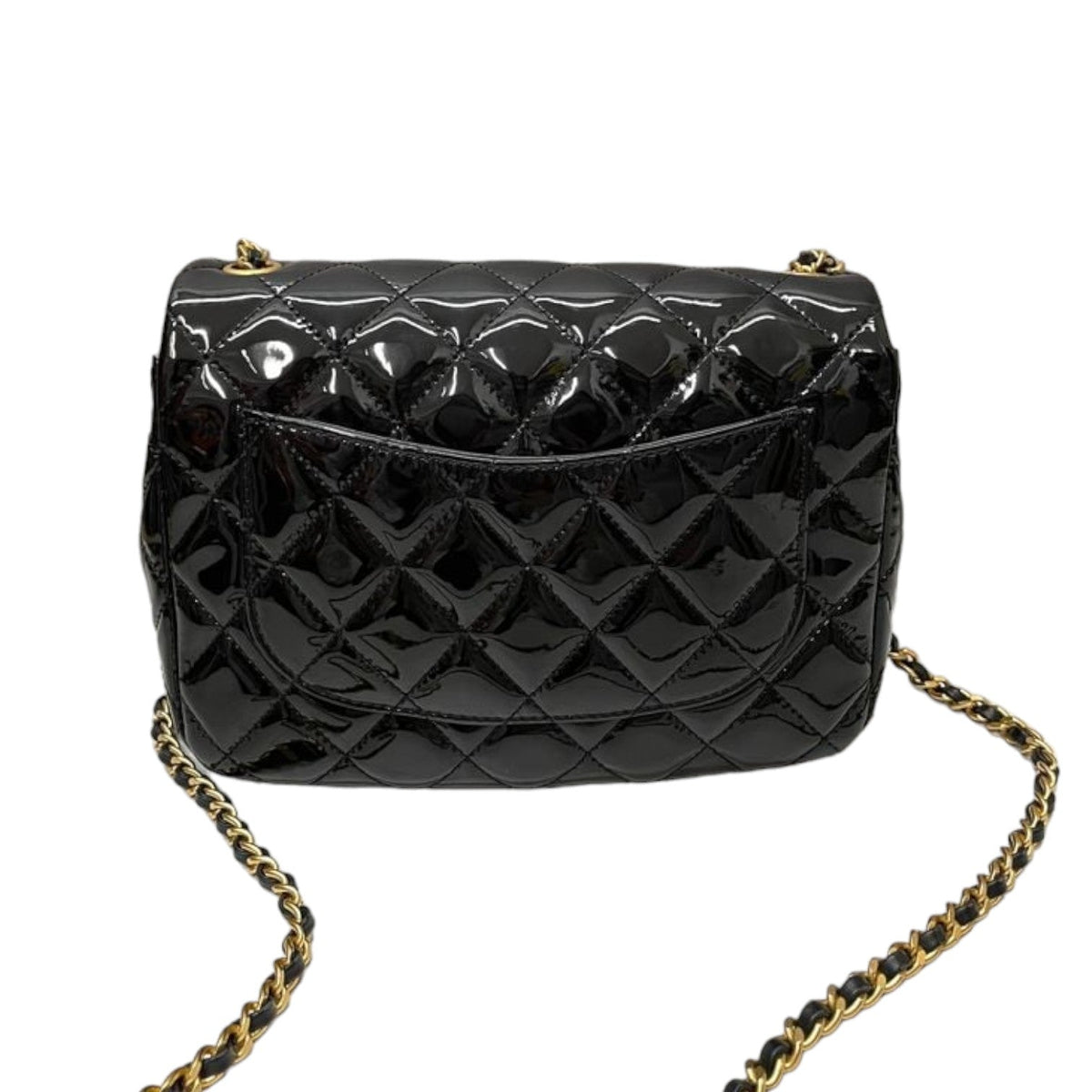 Coco Hearts Square Flap Small Patent Enamel Black GHW