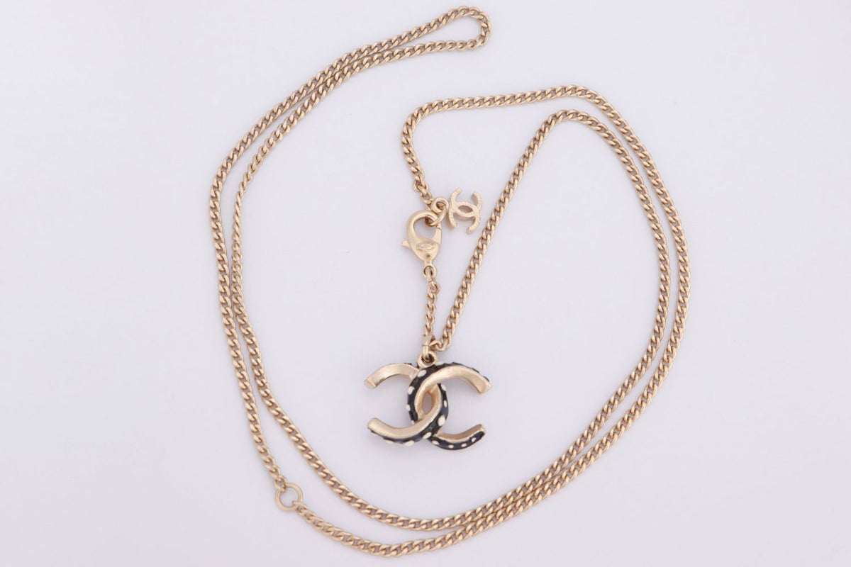 Chanel Small CC Black Polka Dot Necklace