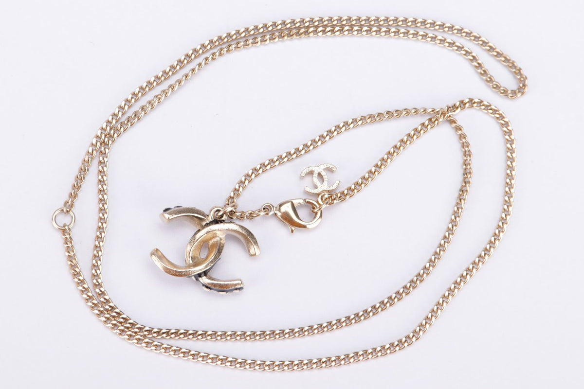 Chanel Small CC Black Polka Dot Necklace