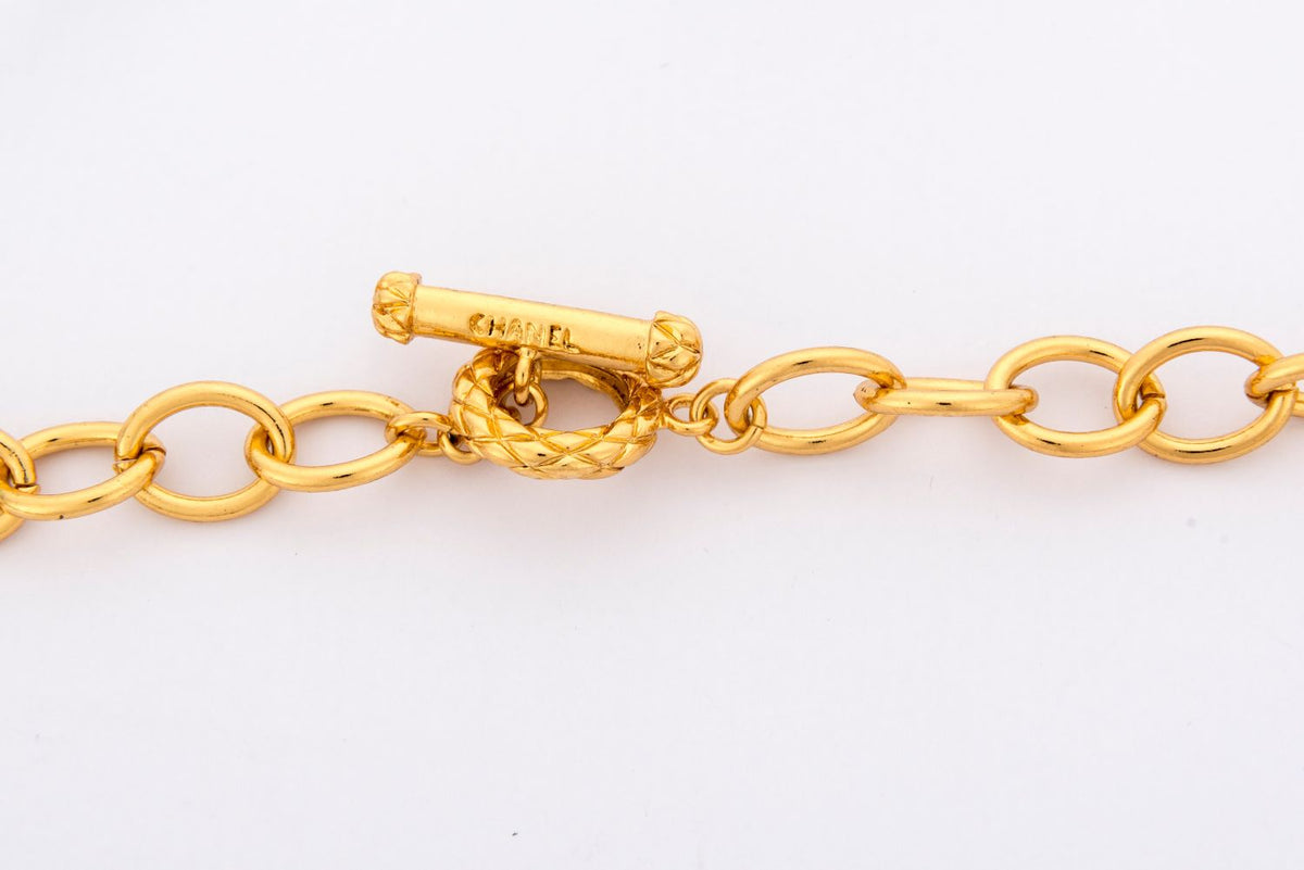 Chanel Vintage Gold Necklace Triple Ring CC Logo, no Dust Cover & Box