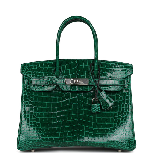 Hermes Birkin 30 Emerald Shiny Niloticus Crocodile Palladium Hardware