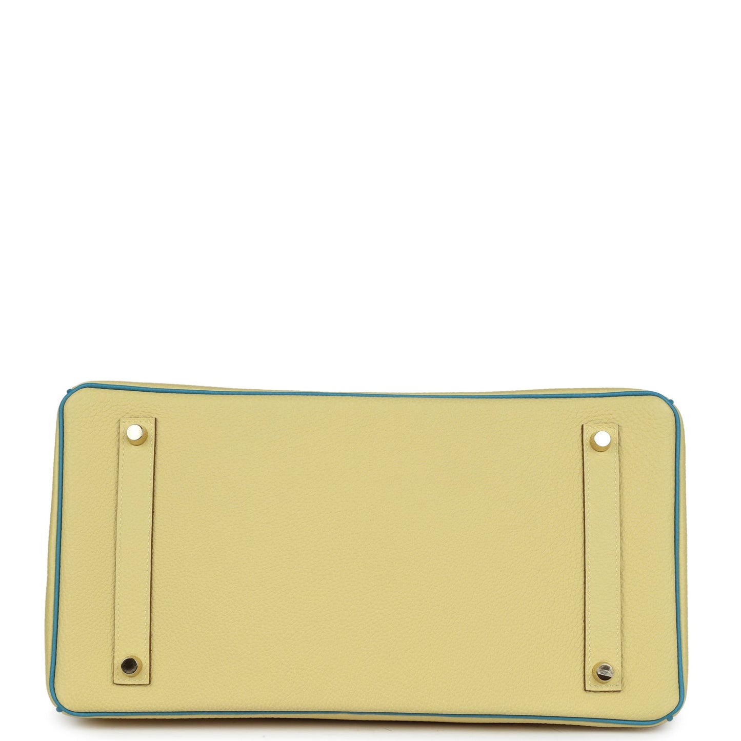 Hermes Special Order (HSS) Birkin 35 Jaune Poussin and Bleu Paradise Togo Brushed Gold Hardware