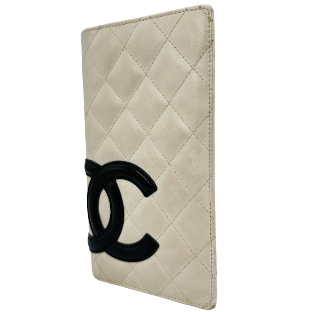 CHANEL Long Wallet Purse leather leather White Cambon line Women Used