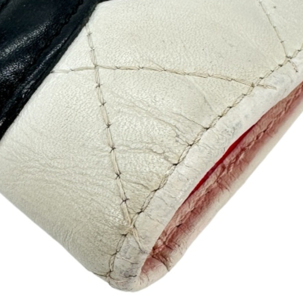 CHANEL Long Wallet Purse leather leather White Cambon line Women Used