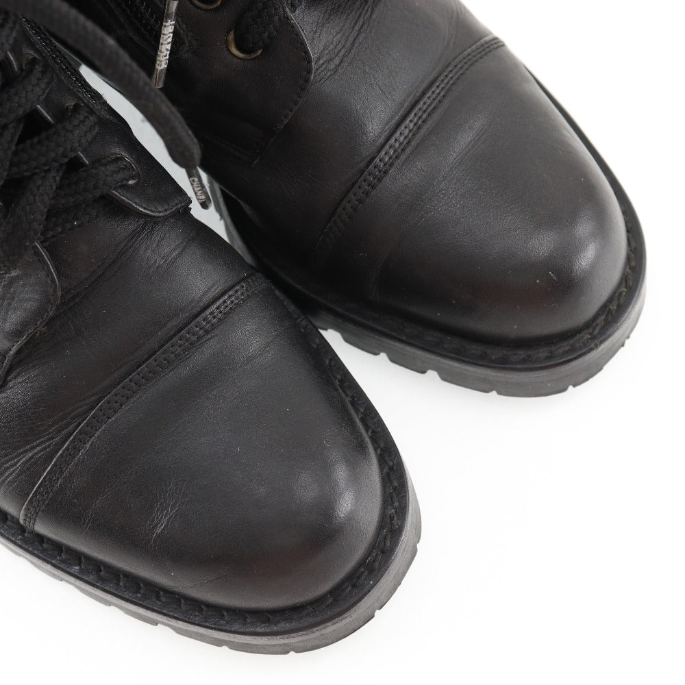 CHANEL boots leather black Sports line 35