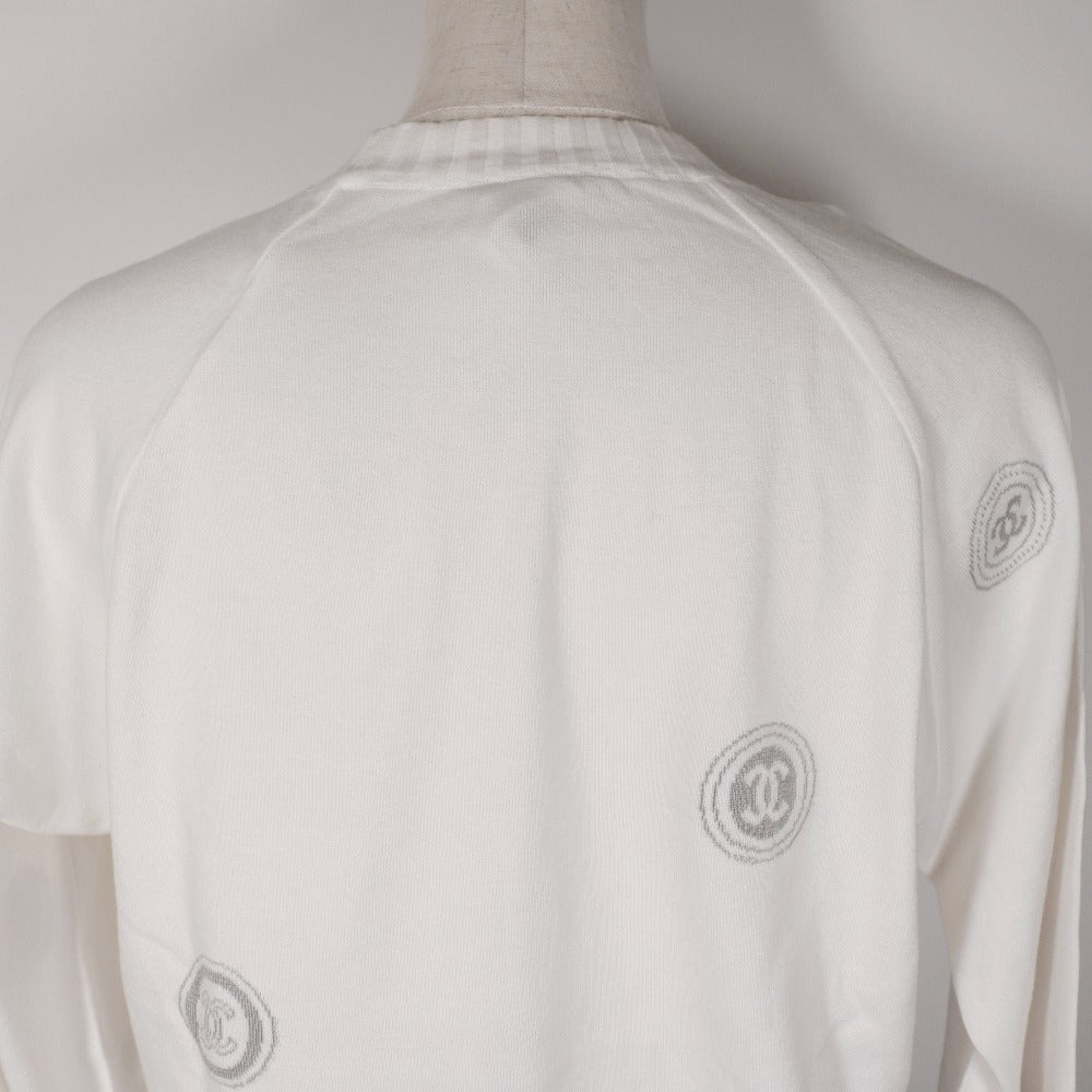 CHANEL sweater P17664V00938 cotton White 01P COCO Mark Women 42 Used