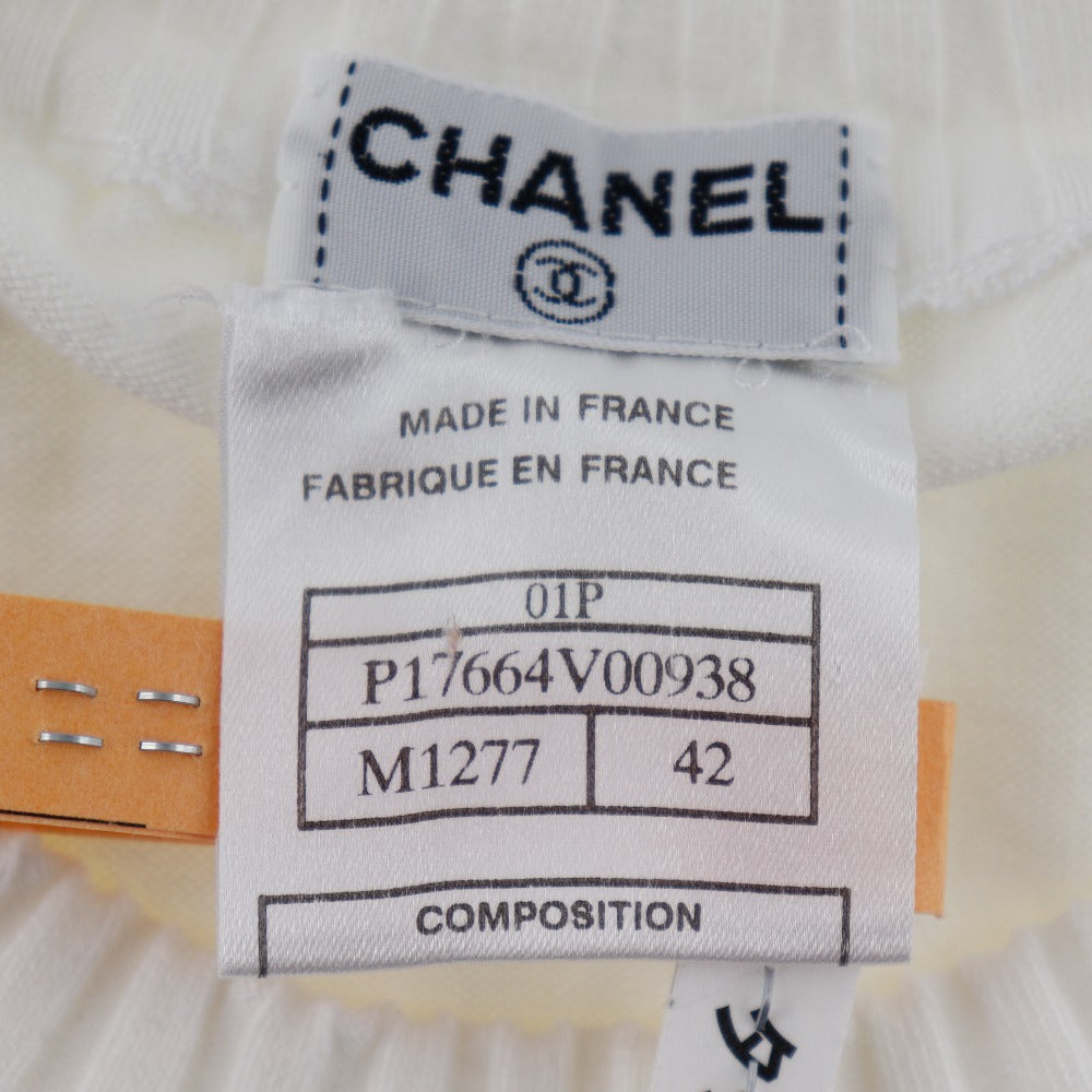 CHANEL sweater P17664V00938 cotton White 01P COCO Mark Women 42 Used