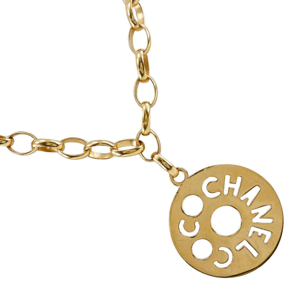 CHANEL Necklace Plated Gold gold vintage Round logo Women Used