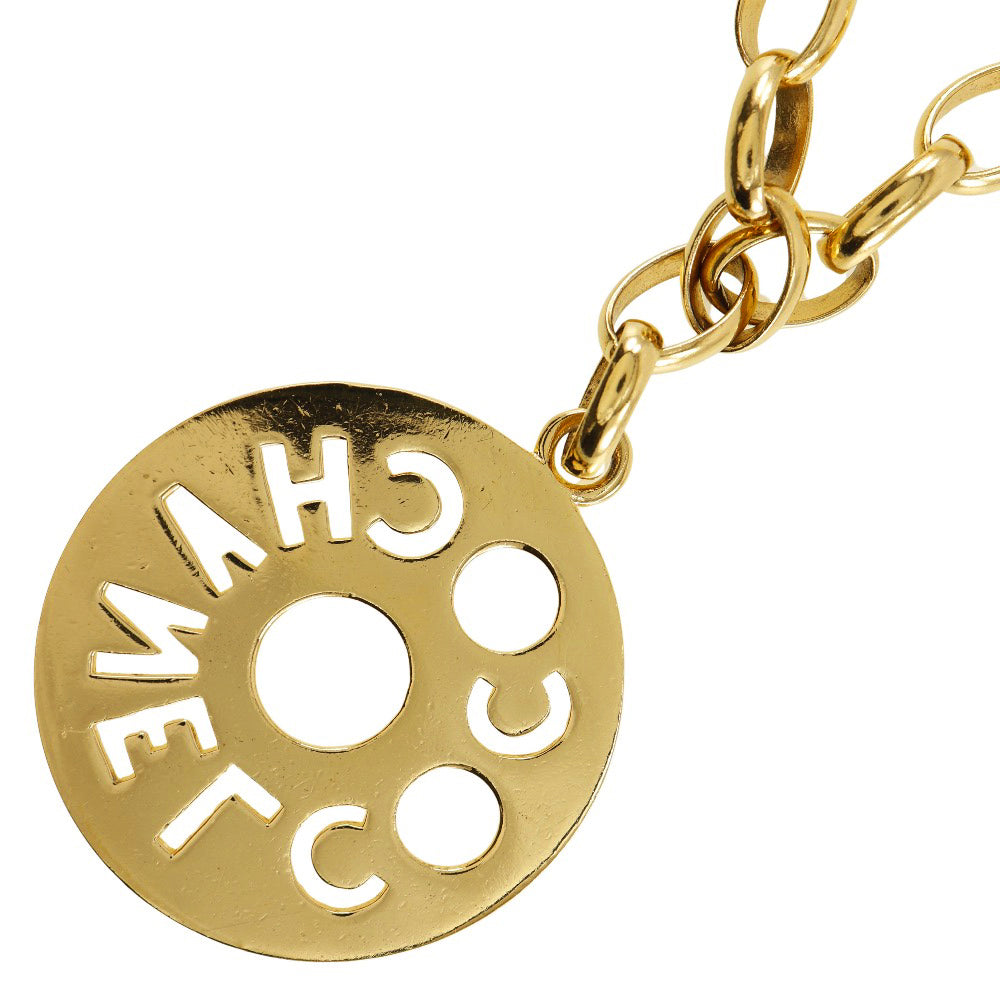 CHANEL Necklace Plated Gold gold vintage Round logo Women Used