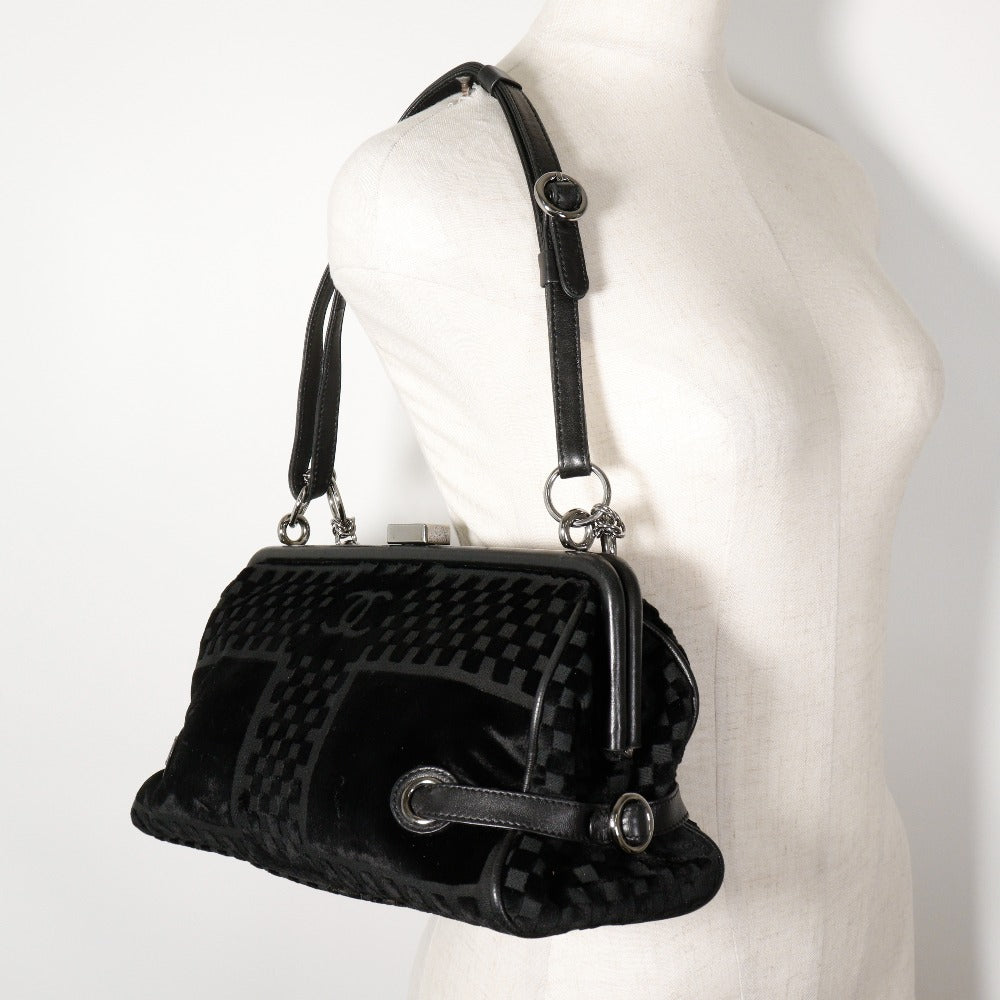 CHANEL Shoulder Bag A33096 Velor black Gamaguchi 2WAY COCO Mark ChainShoulder Women Used