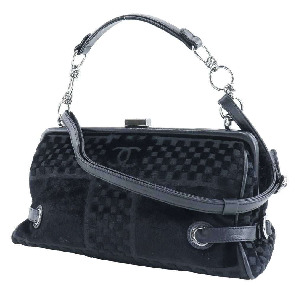CHANEL Shoulder Bag A33096 Velor black Gamaguchi 2WAY COCO Mark ChainShoulder Women Used