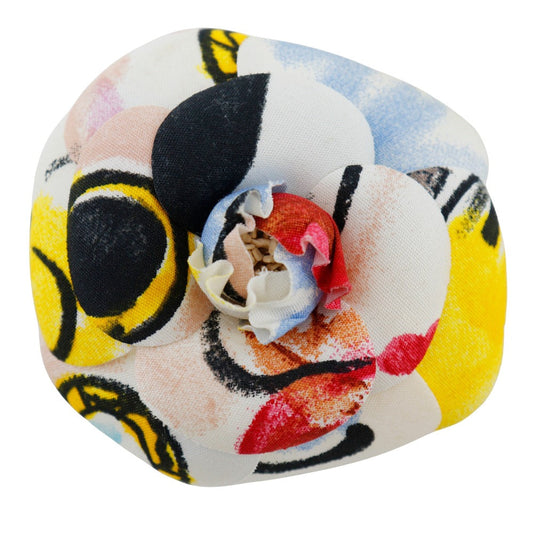 CHANEL Brooch cloth White / multicolor Camelia corsage Women Used