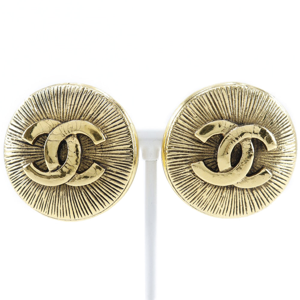 CHANEL Earring Plated Gold gold COCO Mark Women Used