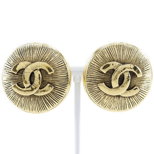 CHANEL Earring Plated Gold gold COCO Mark Women Used