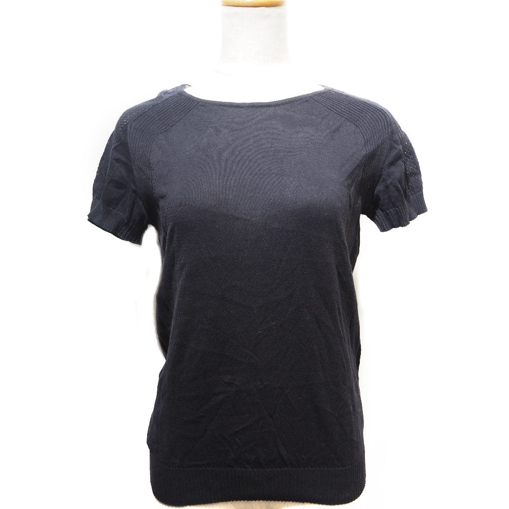 CHANEL Short sleeve shirt P32556K00671 cotton black Punching COCO Mark Knit cut Chanel sports Women 38 Used