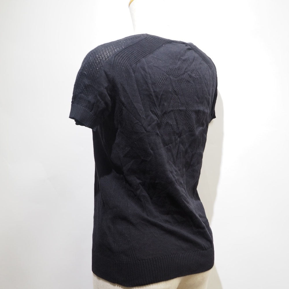 CHANEL Short sleeve shirt P32556K00671 cotton black Punching COCO Mark Knit cut Chanel sports Women 38 Used