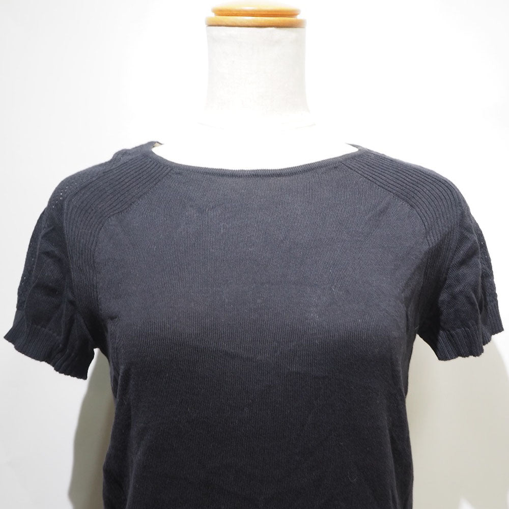 CHANEL Short sleeve shirt P32556K00671 cotton black Punching COCO Mark Knit cut Chanel sports Women 38 Used