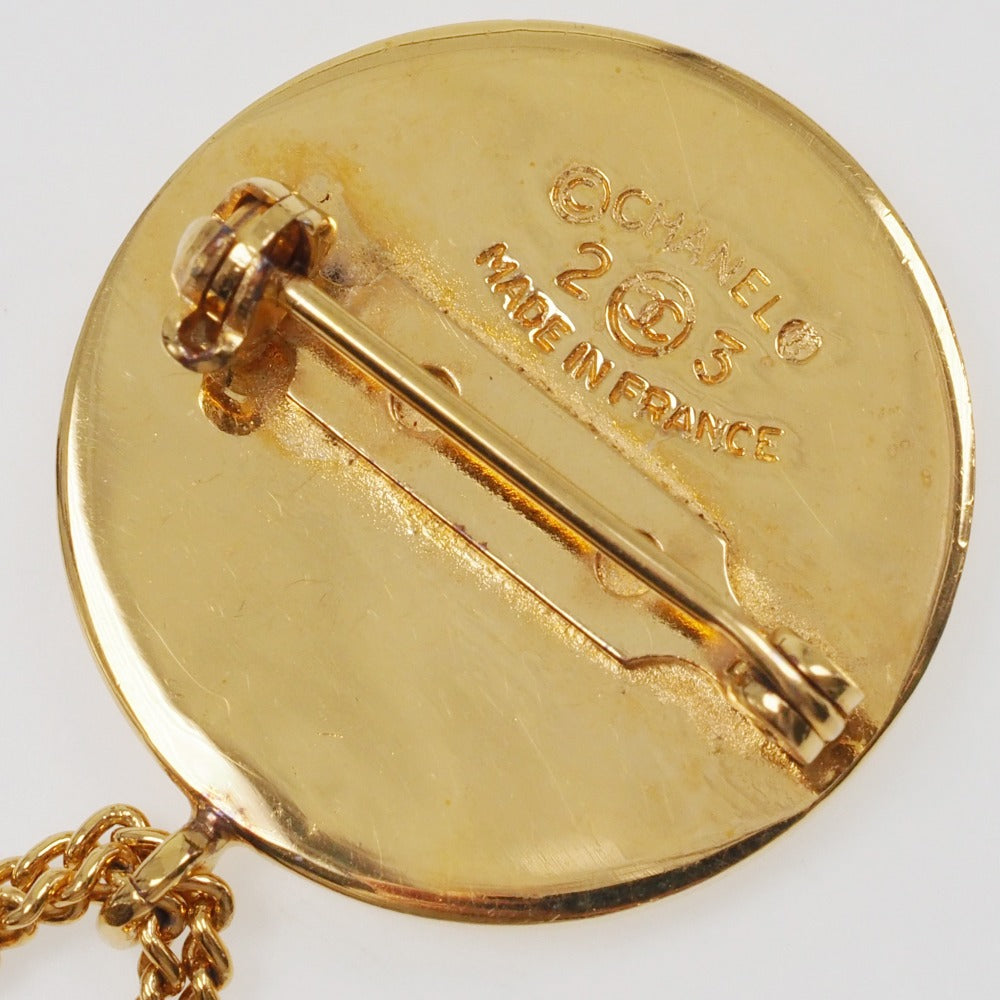 CHANEL Brooch Plated Gold gold vintage Matelasse bag motif COCO Mark Women Used