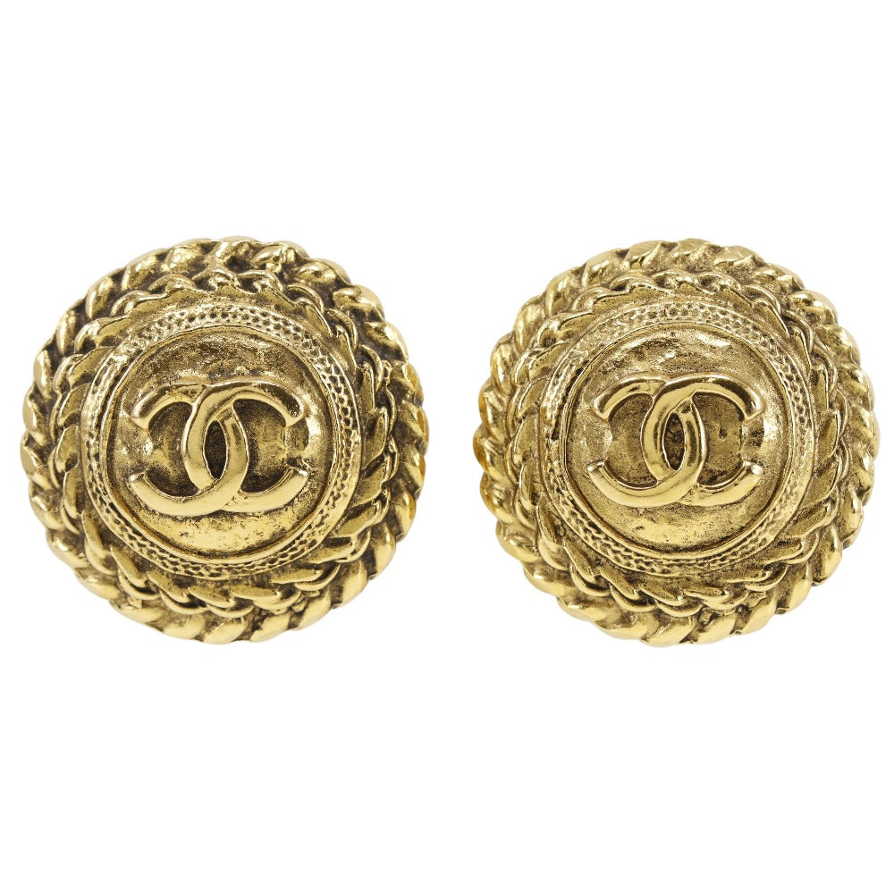 CHANEL Earring Plated Gold gold vintage COCO Mark Women Used