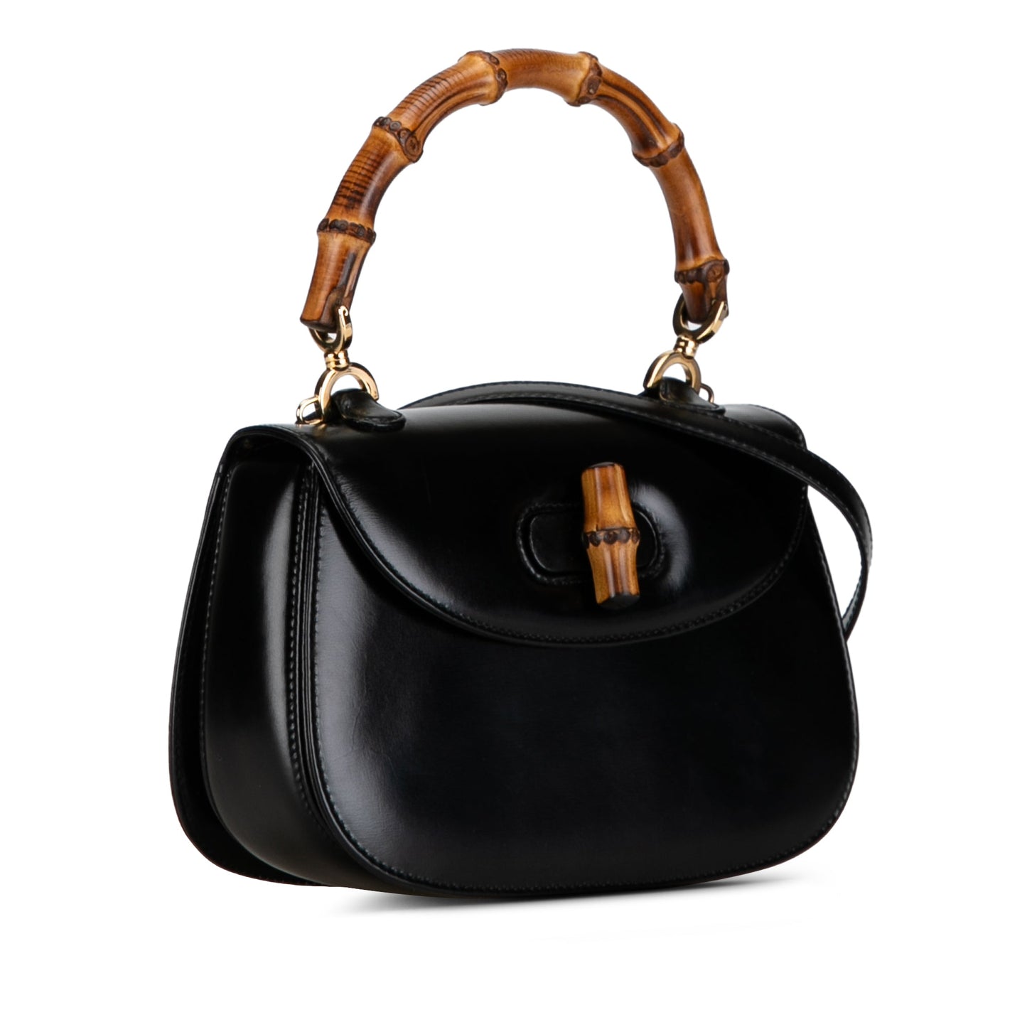 GUCCI Small Leather Bamboo Night Satchel