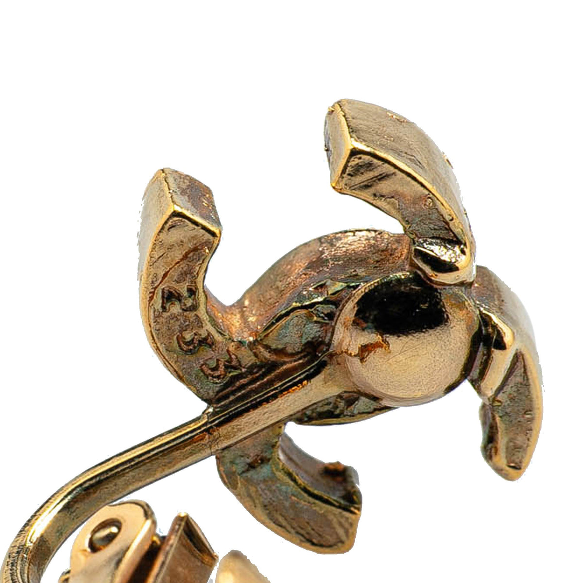 Gold Chanel Gold Plated CC Clip On Earrings