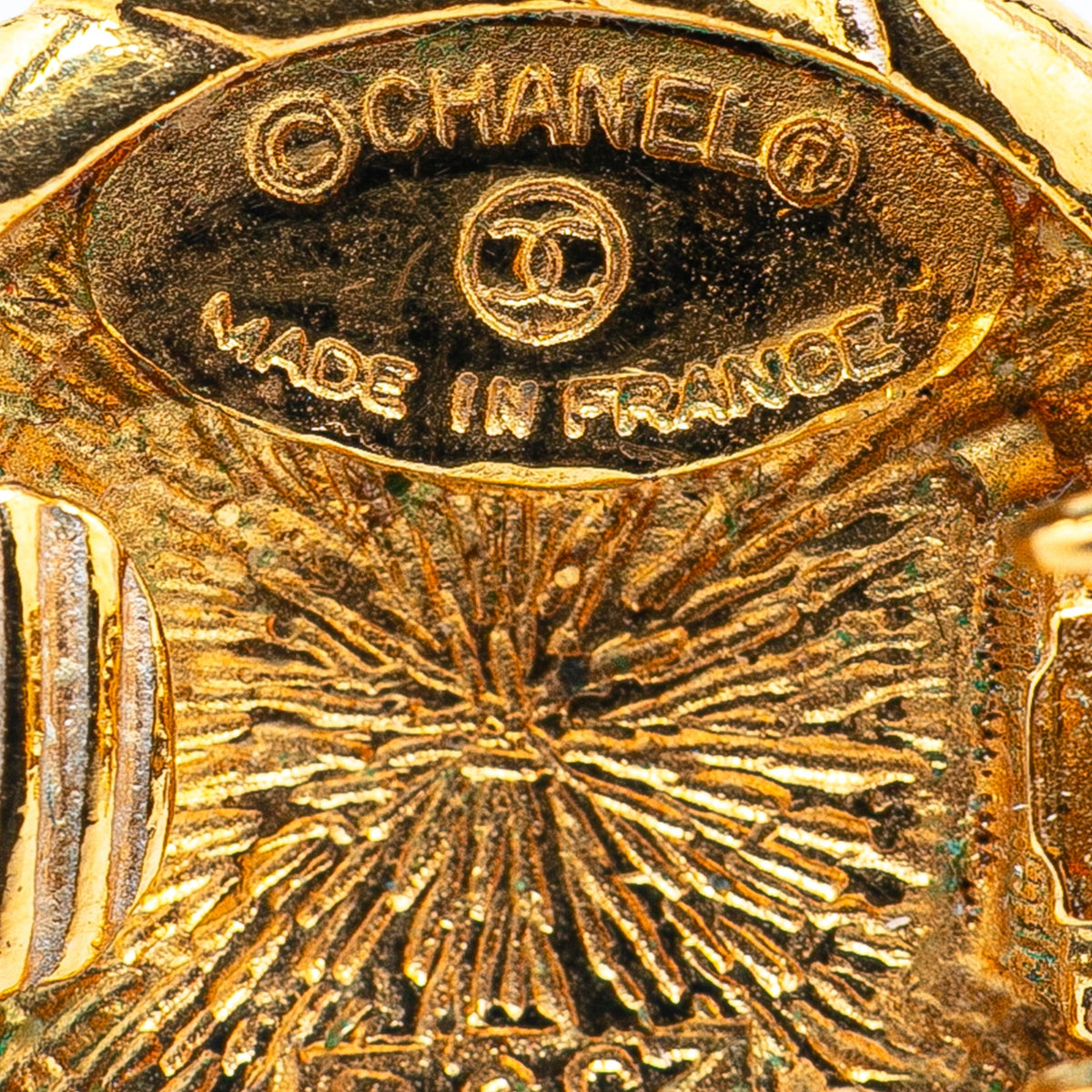Gold Chanel Gold Plated CC Round Clip On Earrings