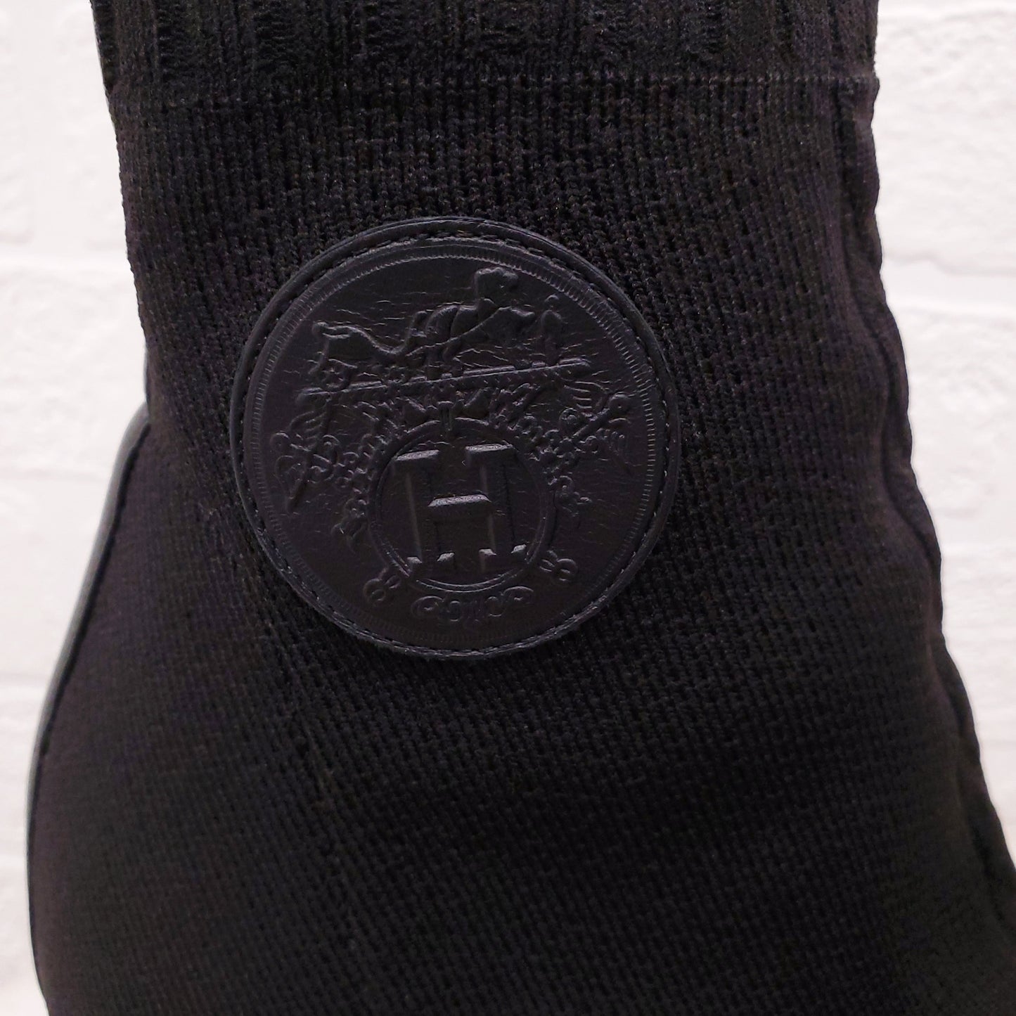 HERMES BLACK VOLVER SOCK BOOTS WITH LOGO - SIZE 37