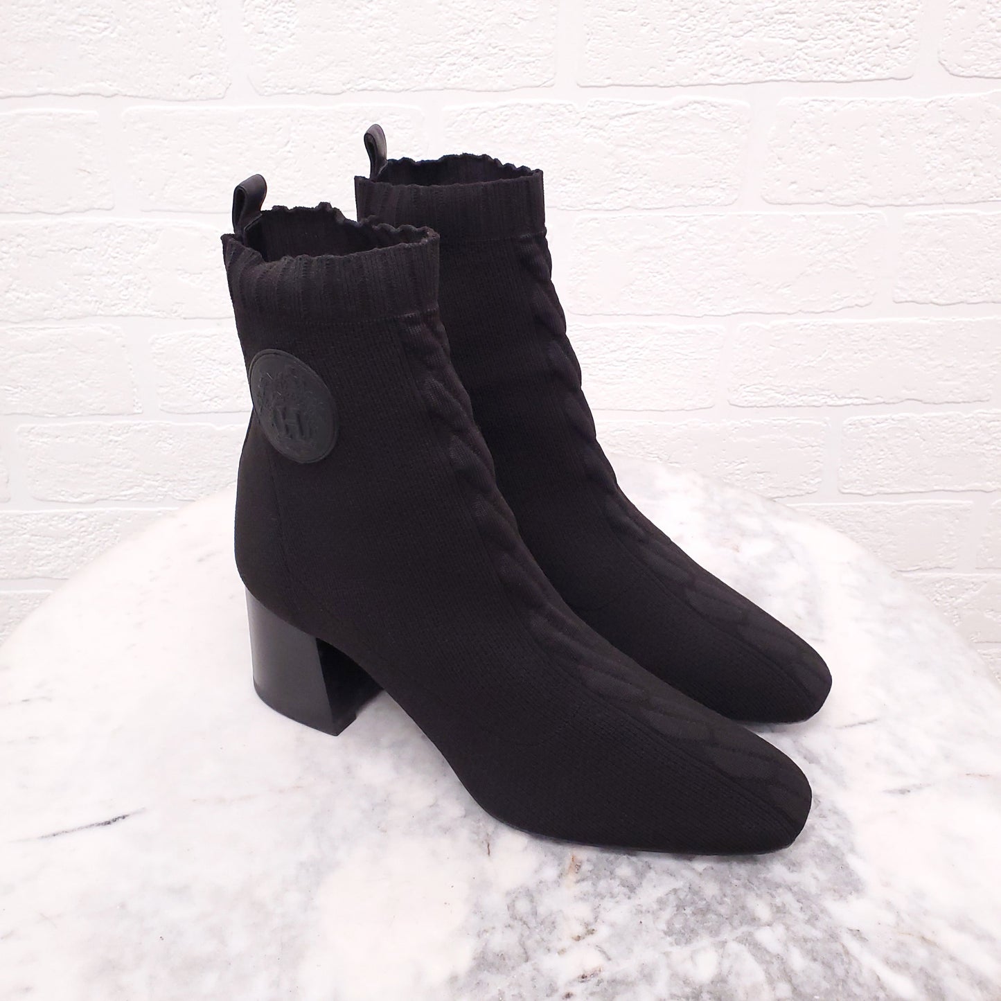 HERMES BLACK VOLVER SOCK BOOTS WITH LOGO - SIZE 37
