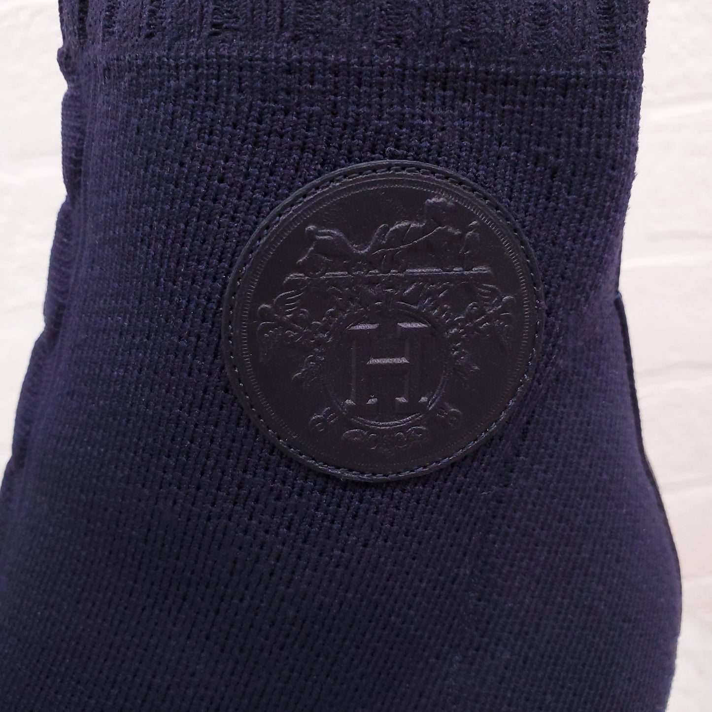 HERMES NAVY VOLVER SOCK BOOTS WITH LOGO - SIZE 37