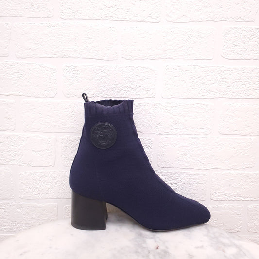 HERMES NAVY VOLVER SOCK BOOTS WITH LOGO - SIZE 37