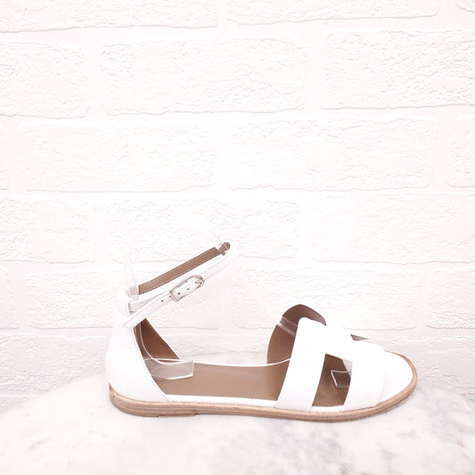 HERMES WHITE LEGEND SANDALS - SIZE 36