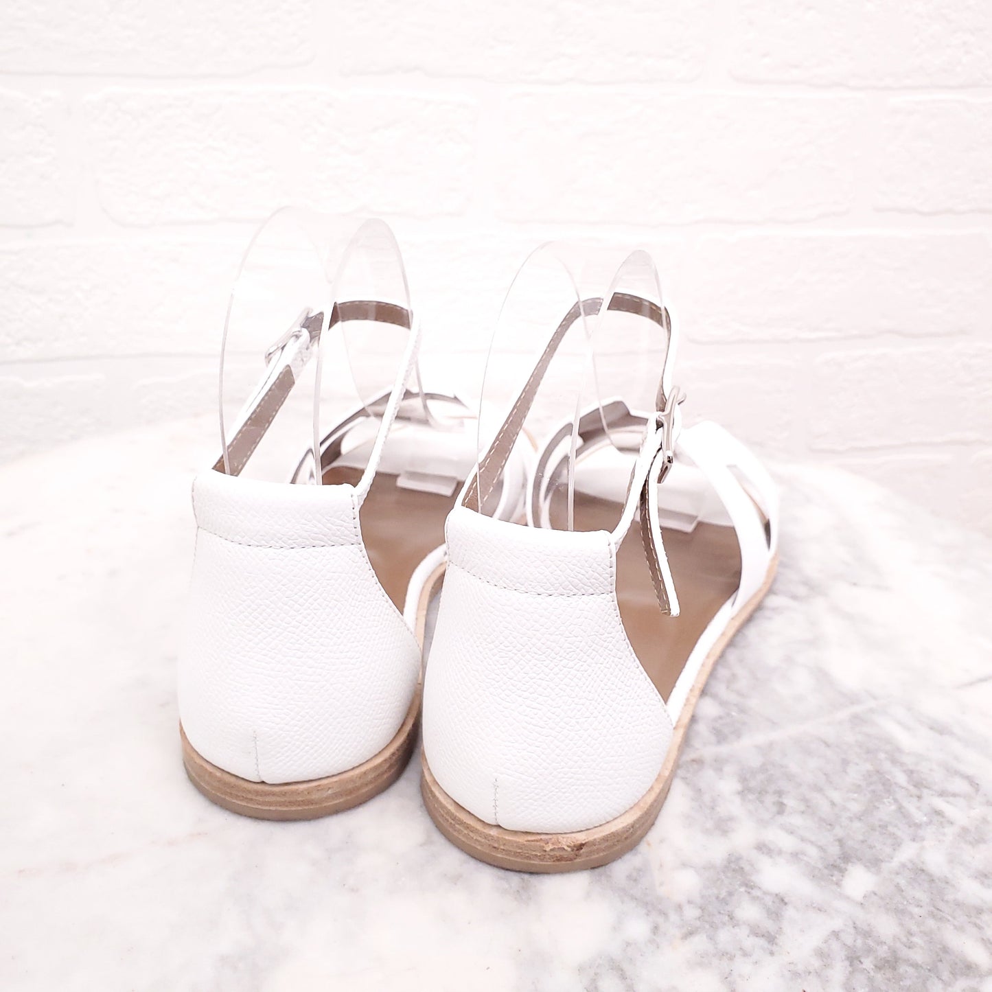 HERMES WHITE LEGEND SANDALS - SIZE 36
